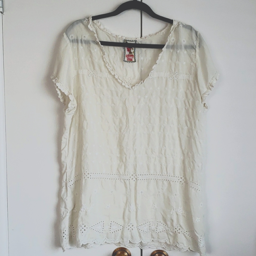 Johnny Was Ivory Silk Top